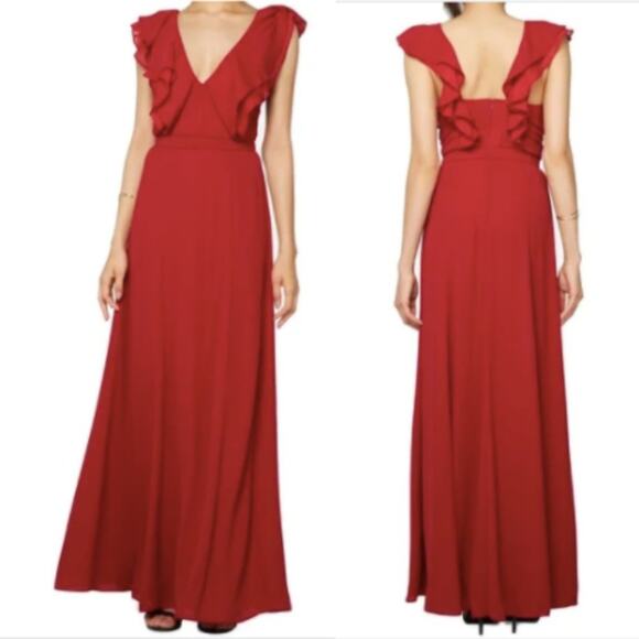 Fame and Partners White Ruffle Evening Gown - Picture 2 of 6